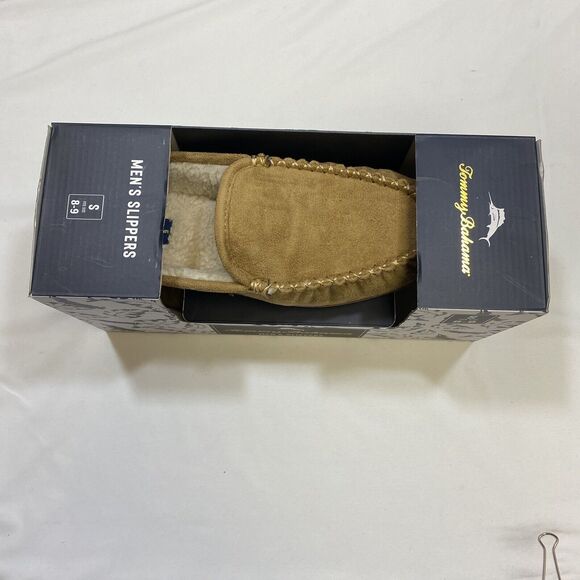Tommy Bahama Slippers Men's Small 8/9 Brown Cognac Preppy Sherpa Lined  Comfort - Picture 7 of 10
